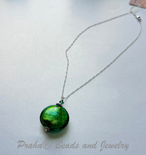 Load image into Gallery viewer, Murano Glass Green Disc Shape in Sterling Silver
