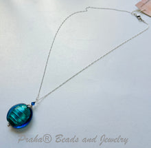 Load image into Gallery viewer, Murano Glass Teal Disc Shape in Sterling Silver
