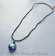 Load image into Gallery viewer, Murano Glass Light Blue Disc Shape on Silk Cord SPECIAL PRICE
