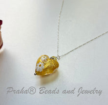 Load image into Gallery viewer, Murano Glass Gold &quot;Puffy&quot; Heart with Millefiori Flowers in Sterling Silver
