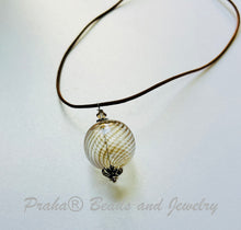 Load image into Gallery viewer, Murano Blown Clear Glass Necklace in Leather
