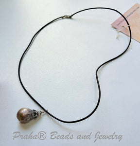 Baroque Freshwater Pearl Necklace in Leather