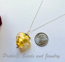Load image into Gallery viewer, Murano Glass Gold &quot;Puffy&quot; Heart in Sterling Silver SPECIAL PRICE!
