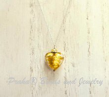 Load image into Gallery viewer, Murano Glass Gold &quot;Puffy&quot; Heart in Sterling Silver SPECIAL PRICE!
