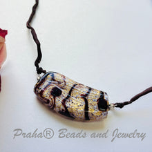 Load image into Gallery viewer, Murano Glass Plum, Gold and White Pendant on Silk Cord
