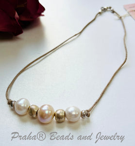 Freshwater Pearl Necklace on Cotton