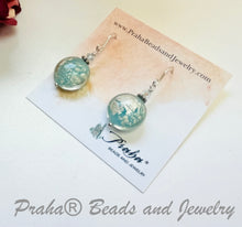 Load image into Gallery viewer, Murano Glass Light Blue Puffed Coin Earrings in Sterling Silver

