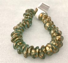 Load image into Gallery viewer, &quot;Antiqued&quot; Mushroom Beads in Vintage Green/Gold, Czech 6MM
