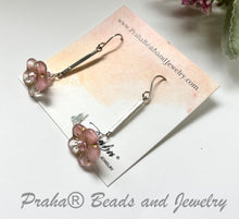 Load image into Gallery viewer, Czech Glass Light Pink Flower Drop Earrings in Sterling Silver
