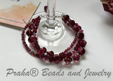 Load image into Gallery viewer, Czech Glass Multi-Strand Cabernet Bracelet in Sterling Silver
