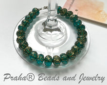 Load image into Gallery viewer, Czech Glass Teal and Gold Bracelet in Sterling Silver
