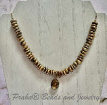 Load image into Gallery viewer, Smoky Quartz Pendant and Bronze &quot;Pearl&quot; Necklace
