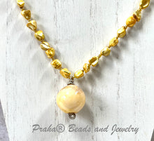 Load image into Gallery viewer, Round Yellow Murano Glass and Pearl Necklace in Sterling Silver
