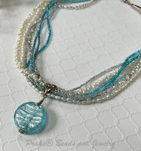 Load image into Gallery viewer, Multi-Strand Caribbean Blue Murano Glass Pendant in Sterling Silver
