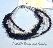 Load image into Gallery viewer, 4-Strand Garnet and Freshwater Pearl Bracelet in Sterling Silver
