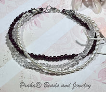 Load image into Gallery viewer, 3-Strand Freshwater Pearl and Gemstone Bracelet in Sterling Silver
