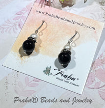 Load image into Gallery viewer, Garnet and Freshwater Pearl Earrings in Sterling Silver
