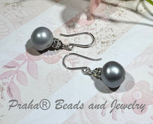 Load image into Gallery viewer, Large Grey Freshwater Pearl Earrings in Sterling Silver SPECIAL PRICE
