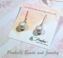 Load image into Gallery viewer, Large White Freshwater Pearl Earrings on Sterling Silver Bars
