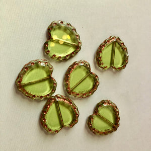 Green Heart Table Cut Window Czech Beads