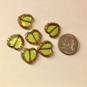 Green Heart Table Cut Window Czech Beads