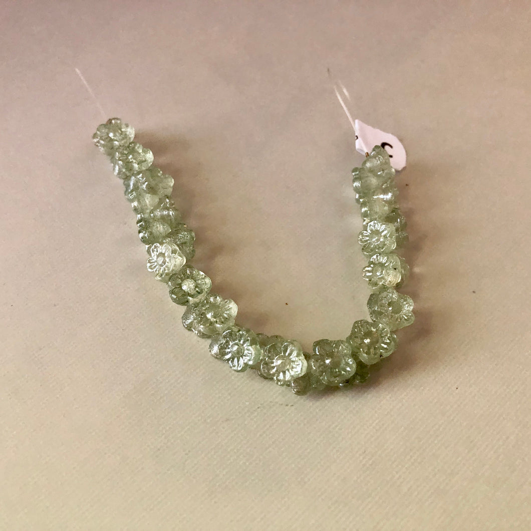 Side-Drilled Light Green Glass Flower Beads, Czech 5MM