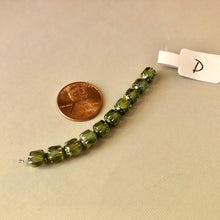 Load image into Gallery viewer, Barrel Antique Green Cathedral Beads
