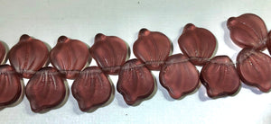 Glass Flat Wide Leaf Beads, Various Colors, Czech 16MM