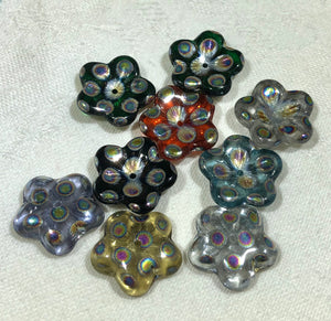 Puffed Flower Rainbow Beads, Czech 15MM