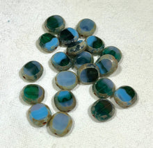 Load image into Gallery viewer, Oval Etched Green/blue/beige Beads, Czech 10MM
