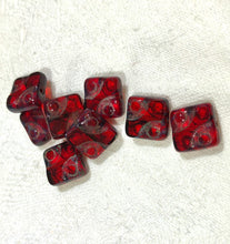 Load image into Gallery viewer, Red Square Stained Glass Bead, Czech 10MM
