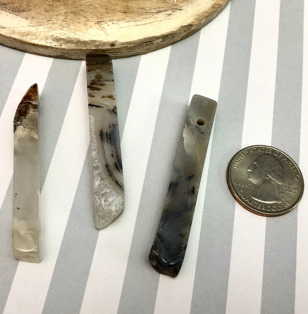 Natural Agate, Long Square Column Beads