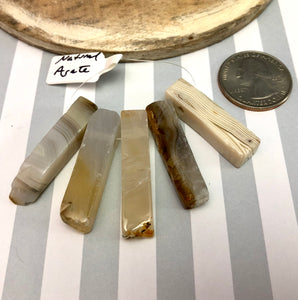 Natural Agate, Long Square Column Beads