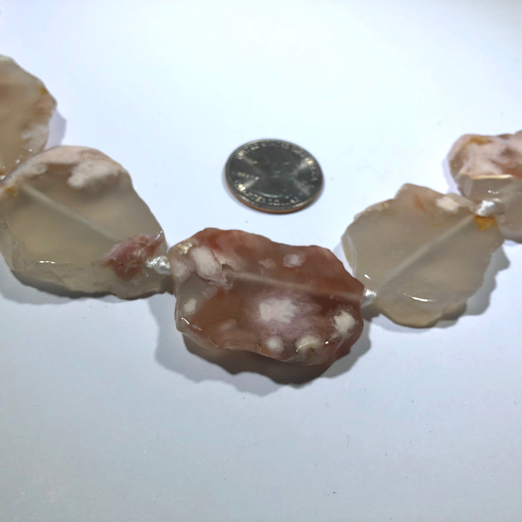 Natural Cherry Blossom Sliced Agate Stones, 40 MM x 30 MM