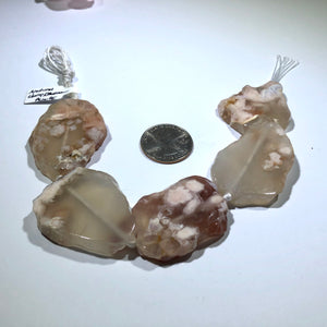 Natural Cherry Blossom Sliced Agate Stones, 40 MM x 30 MM