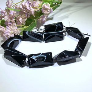 Large Rectangle Natural Black Agate, 28 MM x 22 M