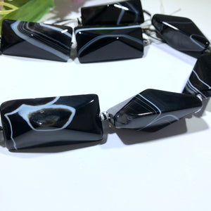 Large Rectangle Natural Black Agate, 28 MM x 22 M