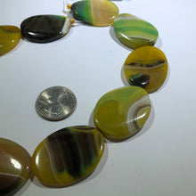 Load image into Gallery viewer, Huge Yellow and Green Oval Natural Stripe Agate Beads, 38 MM x 26 MM

