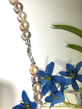 Load image into Gallery viewer, Cherry Blossom Agate and Pastel Freshwater Pearl Necklace in Sterling Silver
