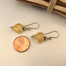 Load image into Gallery viewer, Murano Gold Foil Heart Earrings in Sterling Silver
