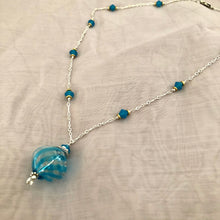 Load image into Gallery viewer, Light Blue and Gold Venetian Mouth Blown Necklace in Sterling Silver
