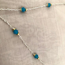 Load image into Gallery viewer, Light Blue and Gold Venetian Mouth Blown Necklace in Sterling Silver
