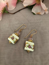 Load image into Gallery viewer, Murano White Wedding Cake Earrings in 14K Gold Fill
