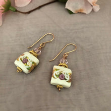 Load image into Gallery viewer, Murano White Wedding Cake Earrings in 14K Gold Fill
