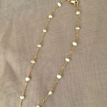Load image into Gallery viewer, Freshwater Pearl and White Topaz Bridal Necklace in 14K Gold Fill

