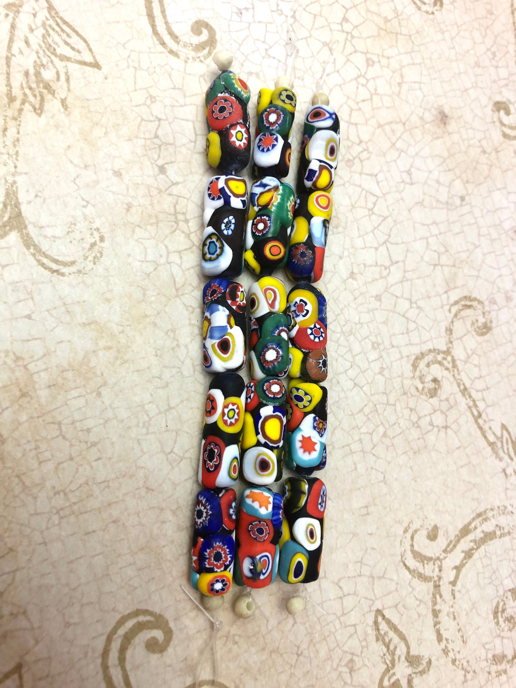 Murano Millefiori Multi-Color Tube Beads, 18MM