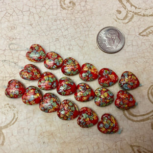 Japanese Cherry Red Glass Heart Beads