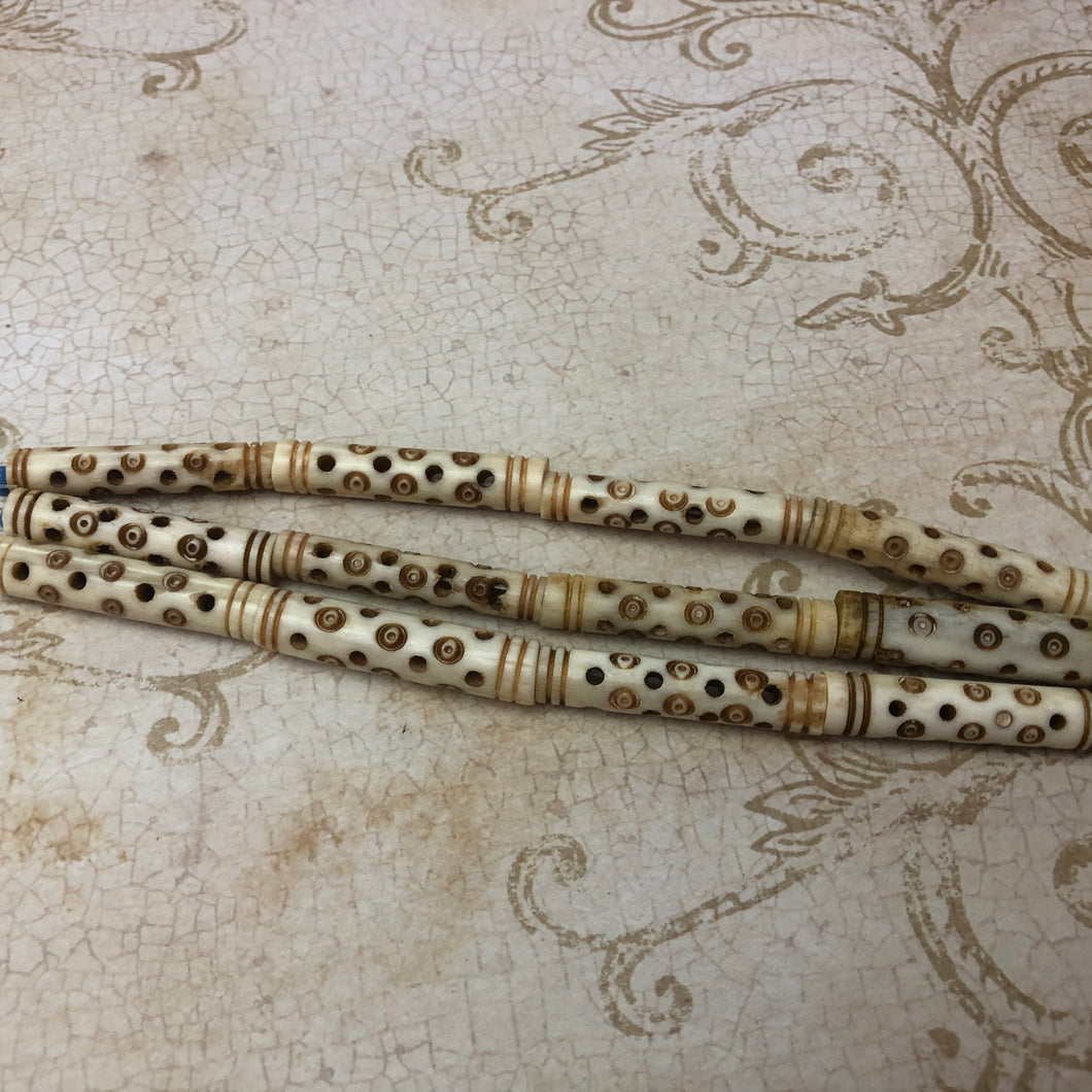African Trade Beads Made of Bone, Tube Shape