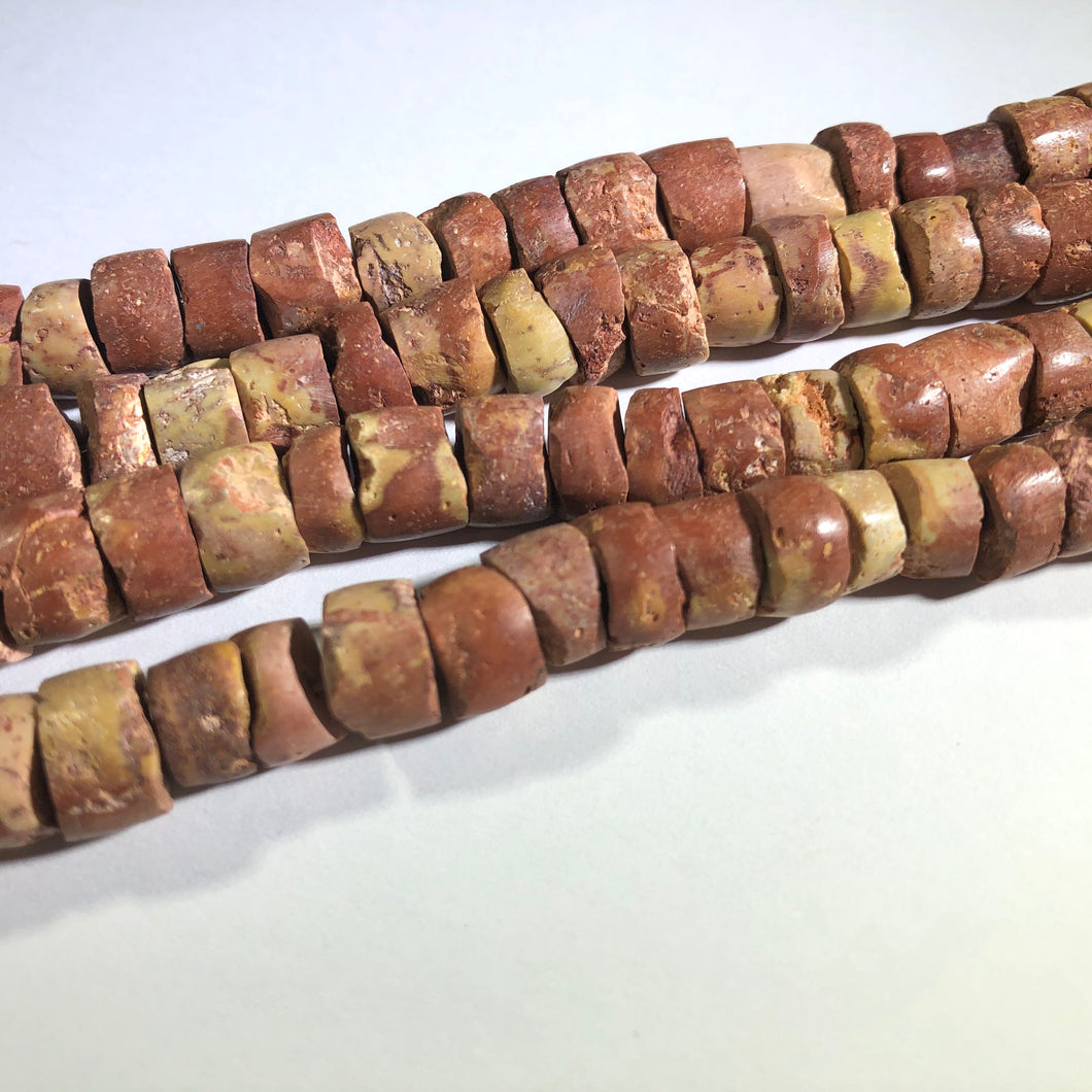 Yellow Red Tube African Trade Bead