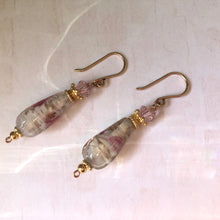 Load image into Gallery viewer, Czech Flower Lampwork Drop Earrings with Swarovski Crystals in 14K Gold Fill
